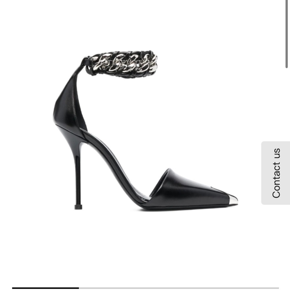 Black Chain Ankle Strap Stiletto Heels